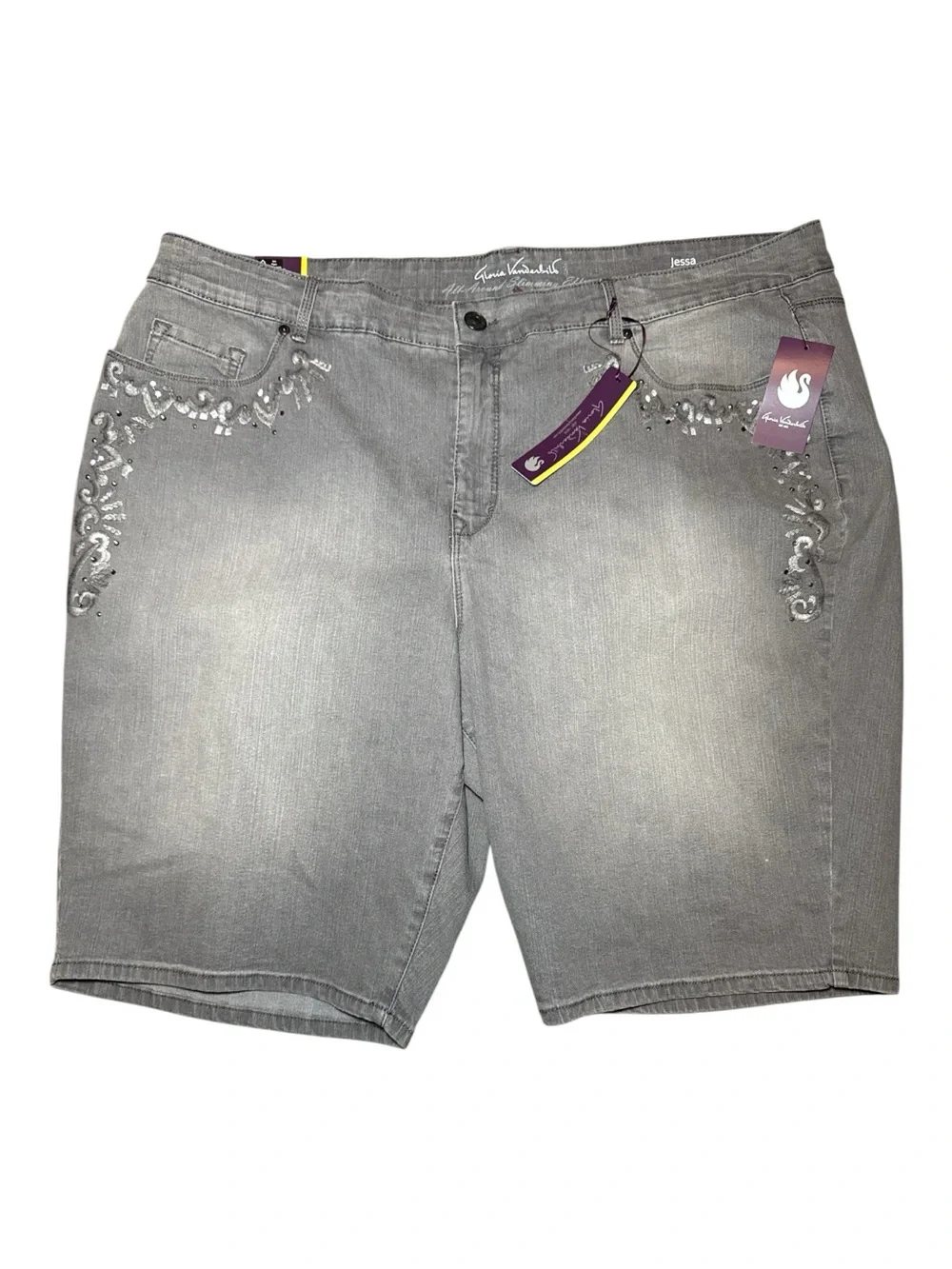 NEW! Gloria Vanderbilt 'Jessa' Bermuda Shorts Mid Rise Curvy Skinny Fit Size 24W